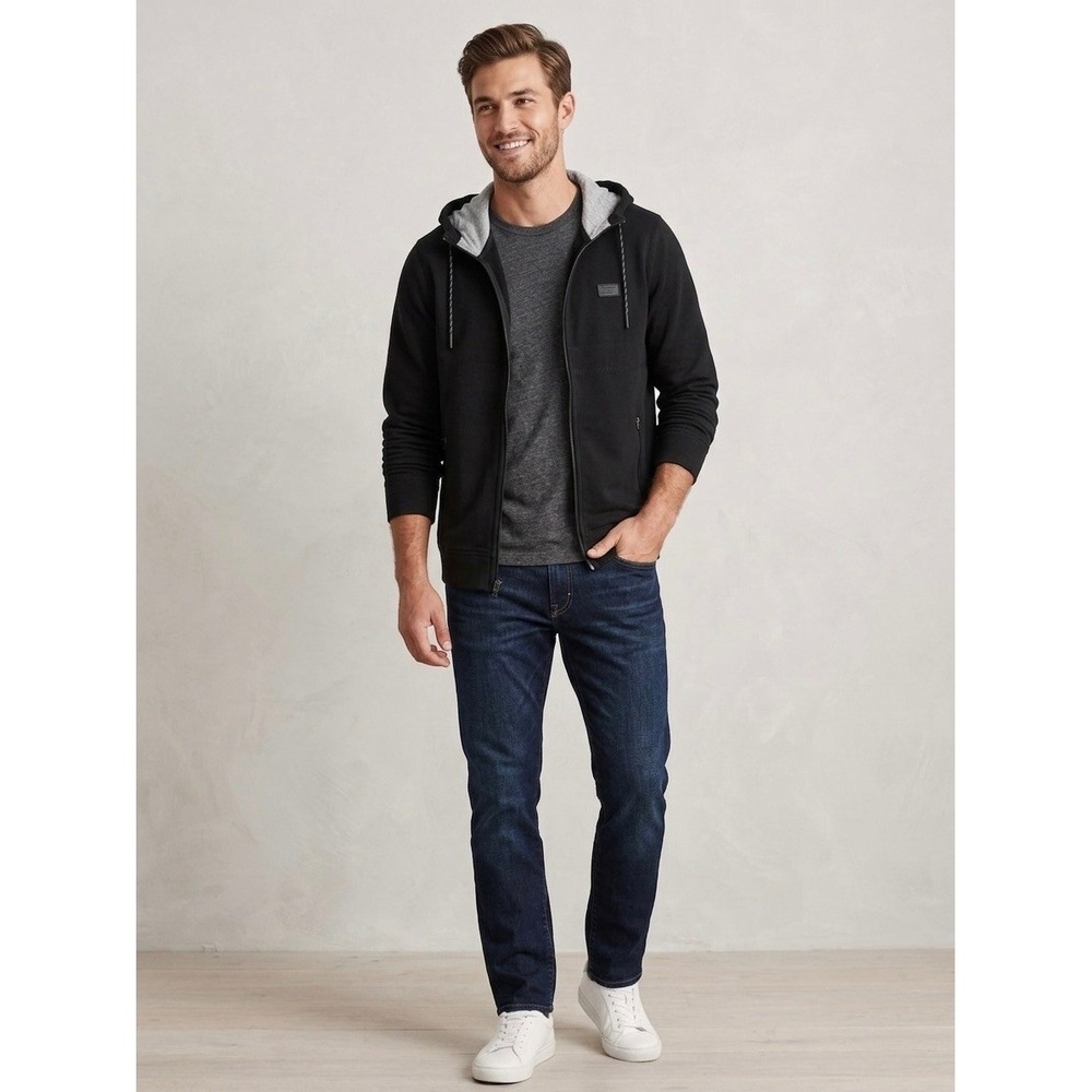 Abercrombie & Fitch Mens Full Zip Hoodie Black Grey Lining Small 122F0035